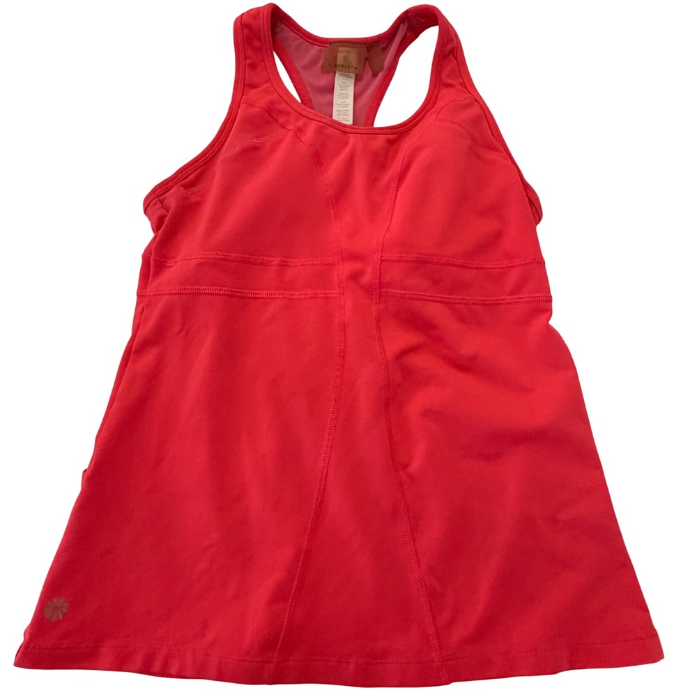 Athleta Bright pink Racerback Tank Top Shelf Bra Zipper Pocket 919083 Women XS